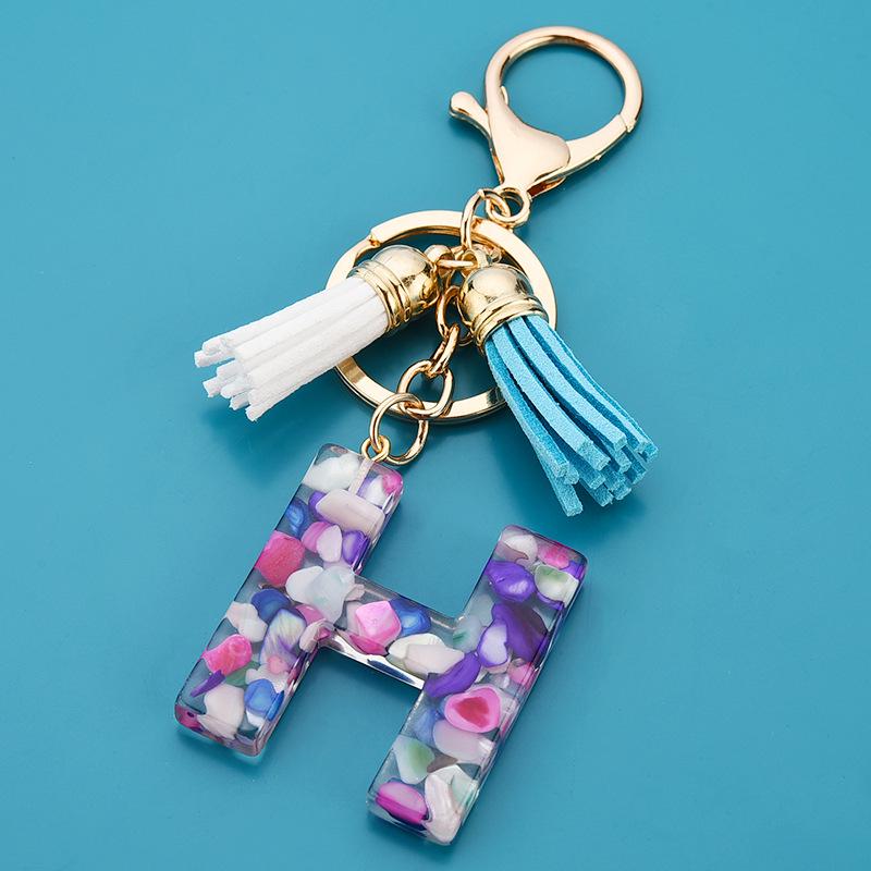 Colorful Acrylic Initial Tassel Keychain - Fashionable Jewelry