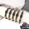 Винтажный браслет Zodiac для мужчин 8 мм Натуральный черный оникс Камень тигровый глаз Знак зодиака Созвездие Дружба Молитва Благословение Браслет Подарки