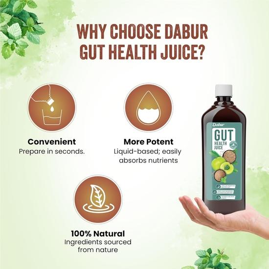 Dabur Gut Health Juice - 1L | 100% Natural & Ayurvedic | All in one Digestive-Care Solution | No Artificial Colors, Flavours & Sugars