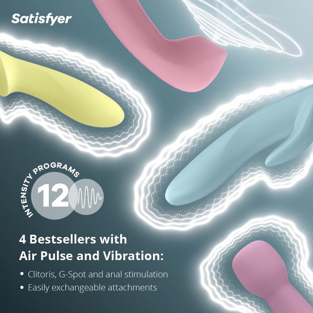 Satisfyer Чудесный вибратор с четырьмя присосками Электрический массажер Вибратор Ротор Набор из 4 штук 4в1 Клитор Внешний оргазм Внутренний оргазм Все тело