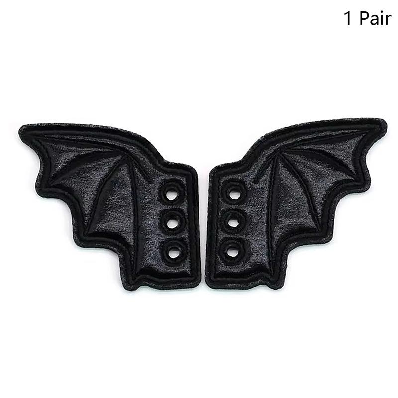 1/2 пары крыльев для обуви летучей мыши, вышивка, DIY, шармы, украшения для кроссовок, одежды, шнурков, панк, подарок на Хэллоуин, аксессуар