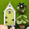 Dollhouse Mini Wooden Fairy Tale Door Dollhouse Gnome Door Model Miniature Garden Scene DIY Furniture Decoration Accessories