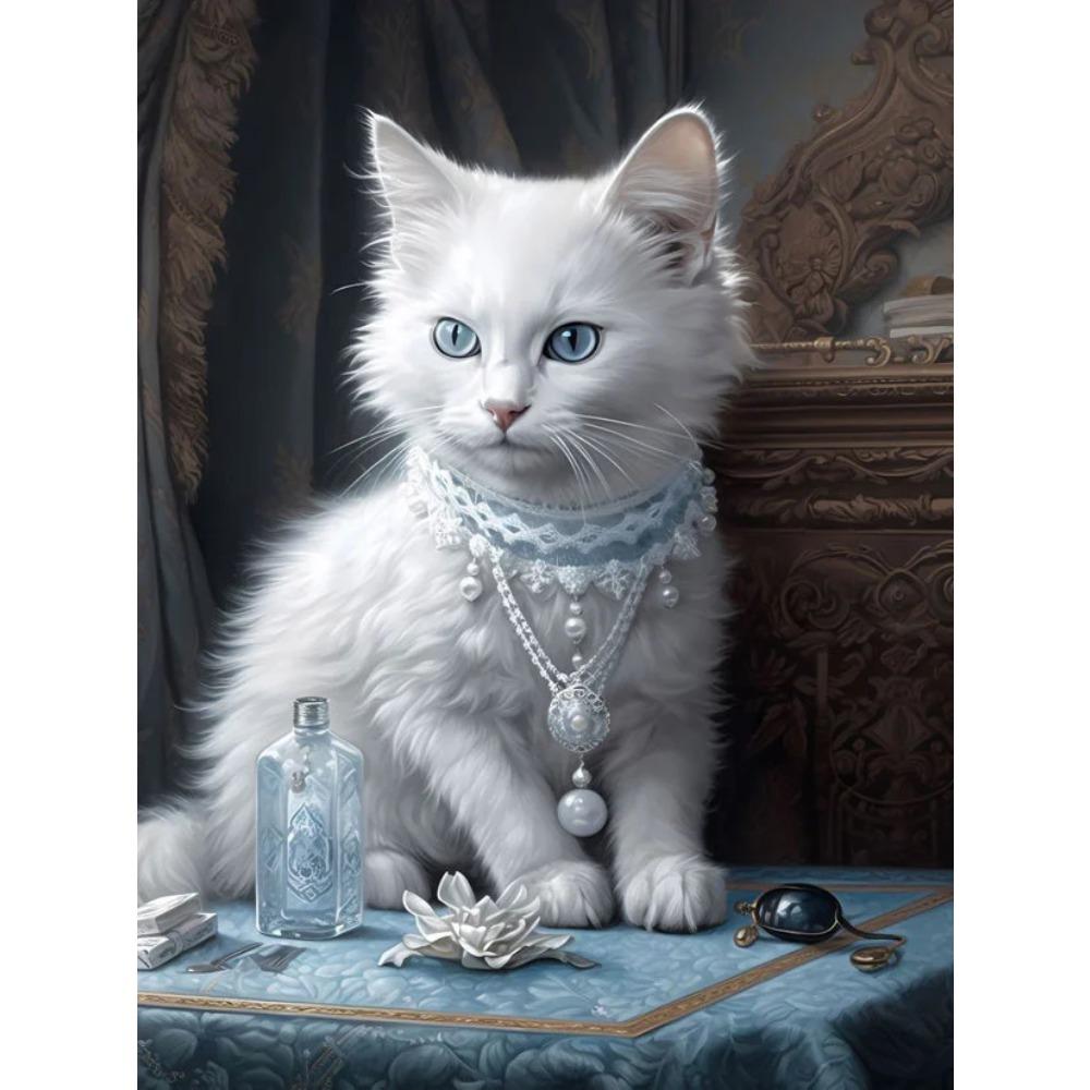 Алмазная картина, полная дрель, красивая кошка, животное, круглая алмазная живопись, ручная работа, лунный цветок, сделай сам, алмазная мозаика, картина, украшение дома