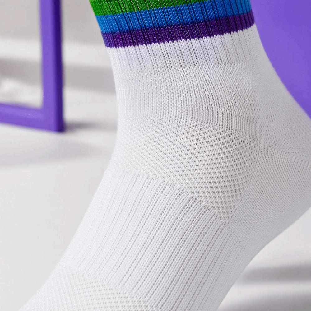 2PCS Rainbow Stripe Striped Socks Breathable Mesh Sports Running Socks Running Socks Tennis