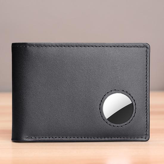Men's Bifold Wallet Genuine Leather Wallet with Airtag Holder RFID Blocking Pocket