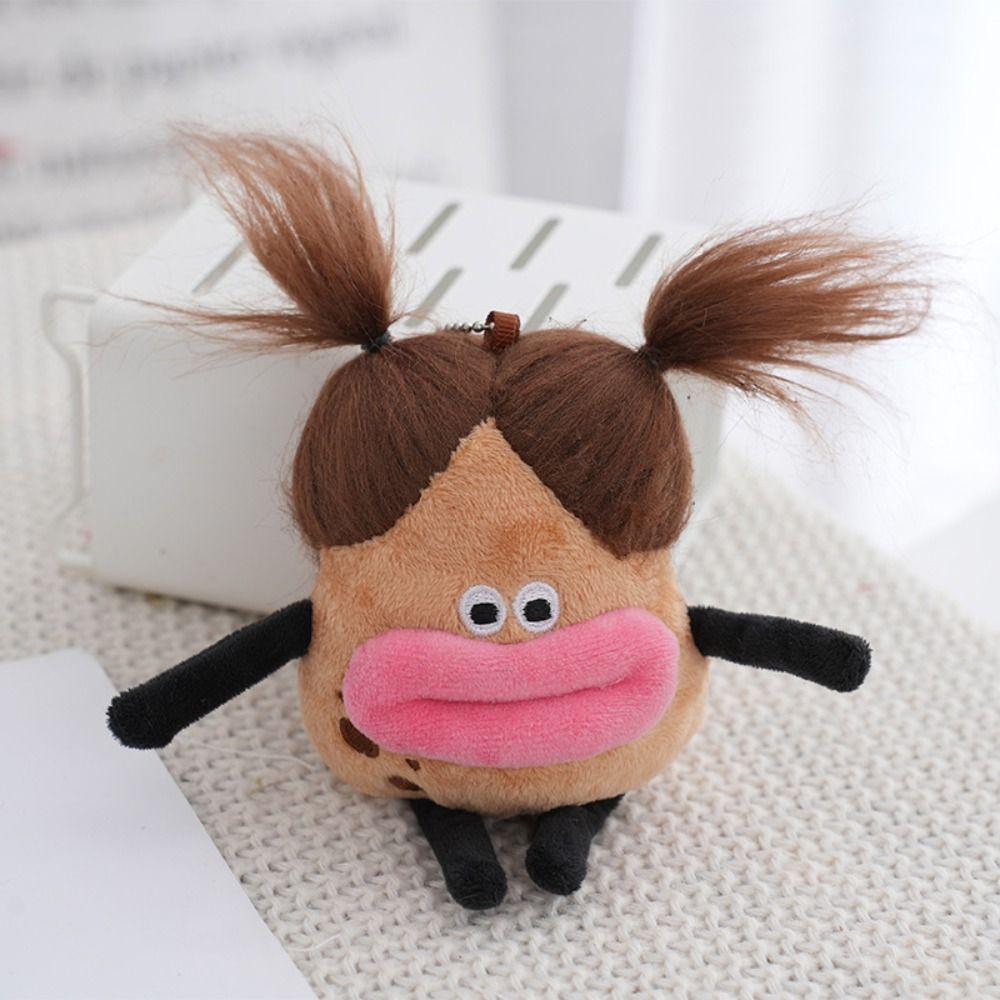 Fried Hair Potato King Big Mouth Girl Plush Keychain Big Mouth Girl    Birthday Gifts
