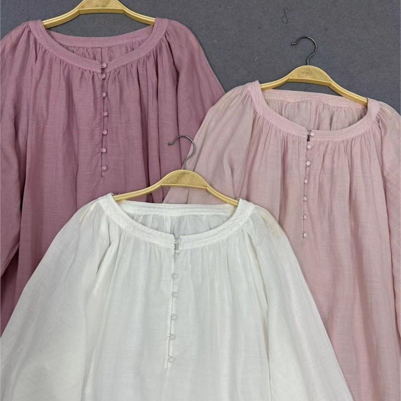 Johnature Хлопковое однотонное платье с полуоткрытым воротником и короткими рукавами, женские летние винтажные японские платья миди