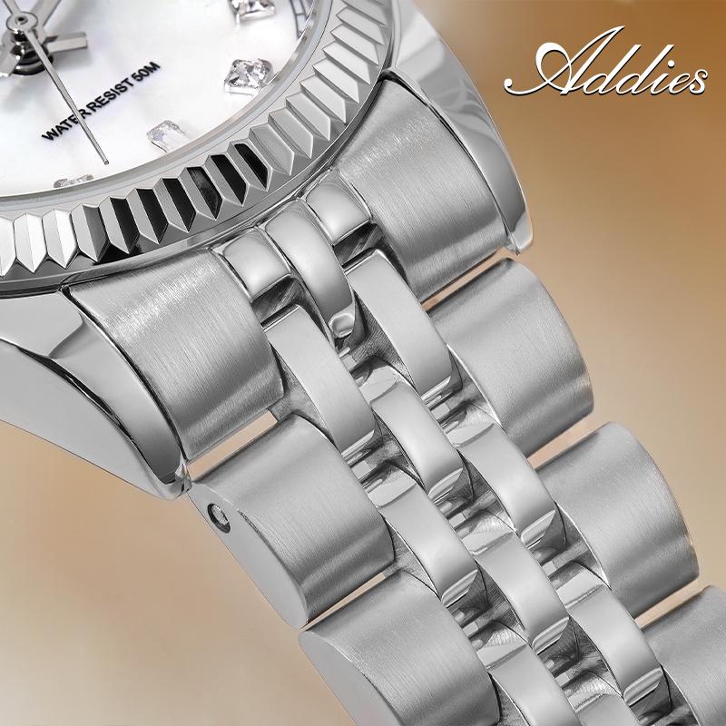 ADDIES Quartz Woman Watches Swiss 585 Mother of Pearl Dial Sapphire Glass Watch 316L Stainless Steel Waterproof Business Watch