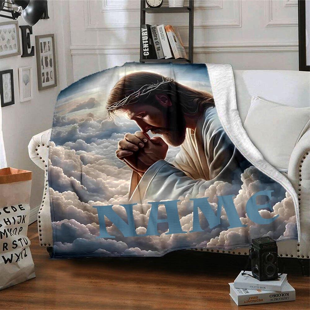 Jesus With Crown Of Thorns Home Customize Your Name Blankets Soft Cozy And Lightweight For Yearround Comfort Perfect For Picnics Sofa Relaxation