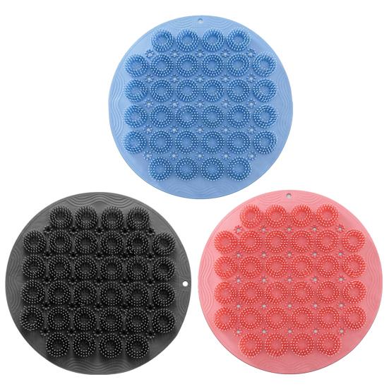 Коврик для ванной, дизайн с присоской, противоскользящий, быстросохнущий, натирает спину, круглая щетка, отшелушивающий массажный скребок для душа, коврик для ног, ежедневное использование