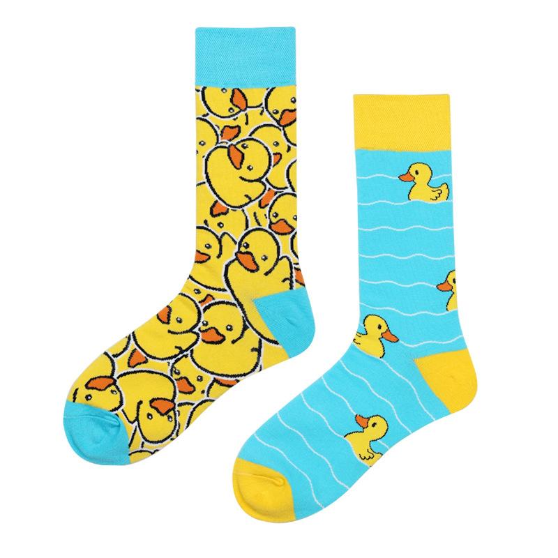 Носки мужские и женские с мандаринками, оригинальные модные носки AB, средние высокие носки-трубы, хлопковые носки с изображением цветов, фруктов, животных и мультфильмов