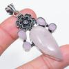 Natural Rose Quartz, Chalcedony 925 Sterling Silver Jewelry Pendant 2.56" C3y88
