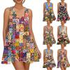 Женское весенне-летнее повседневное платье без рукавов с V-образным вырезом и цветочным принтом