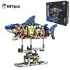 STEM Механические Морские Животные Строительные Блоки Подвижный Кит Осьминог Акула-Манта Пиранья MOC Креативный Настольный Дисплей Подарок