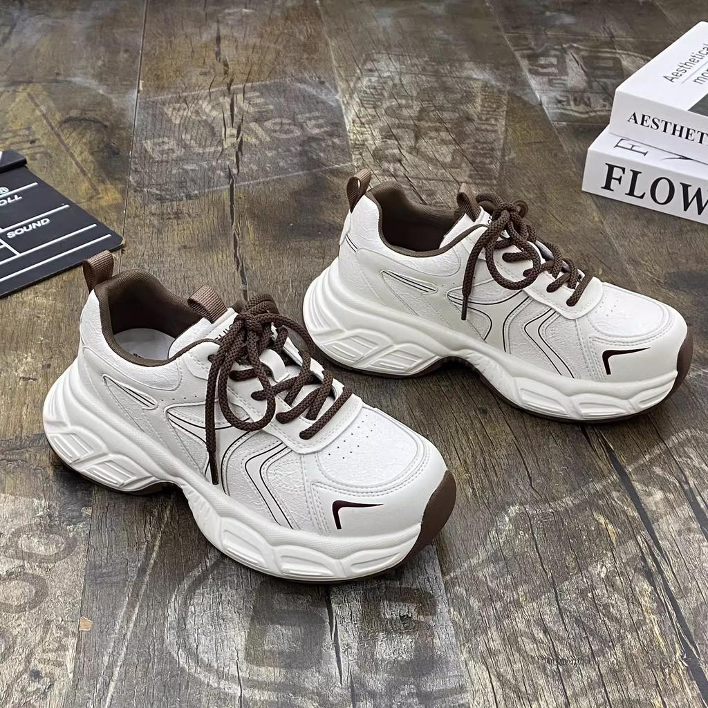 European Platform Dad Shoes Women's 2025 Spring New Super Fire Versatile Height Increase Breathable Lightweight Casual Sports Shoes