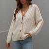 Women's Autumn And Winter Button Solid Color Knitted Cardigan Long Sleeve Sweater