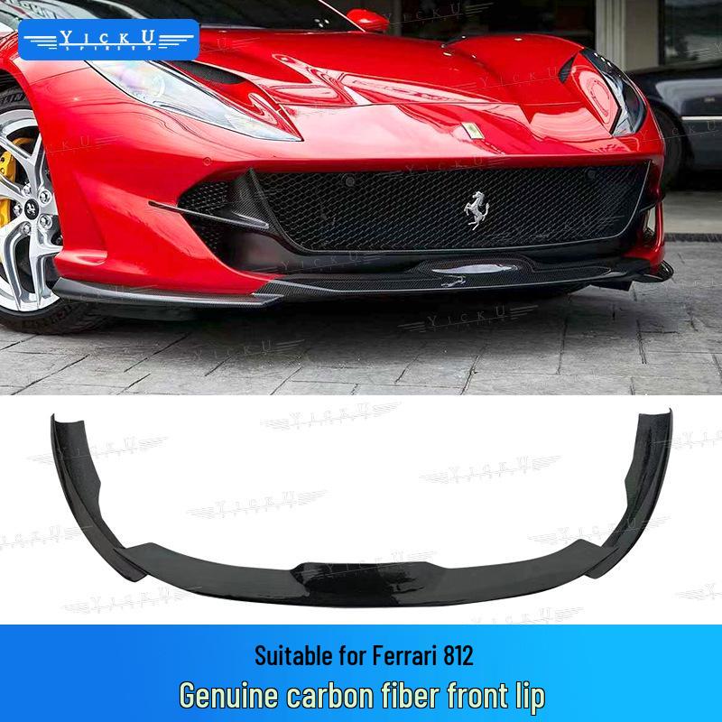 Fits Ferrari 812 N Models: Real Carbon Fiber Front Lip, Side Skirts, Center Lip, Rear Bumper Corners, Tail Wing Trim, Mirror Housings.