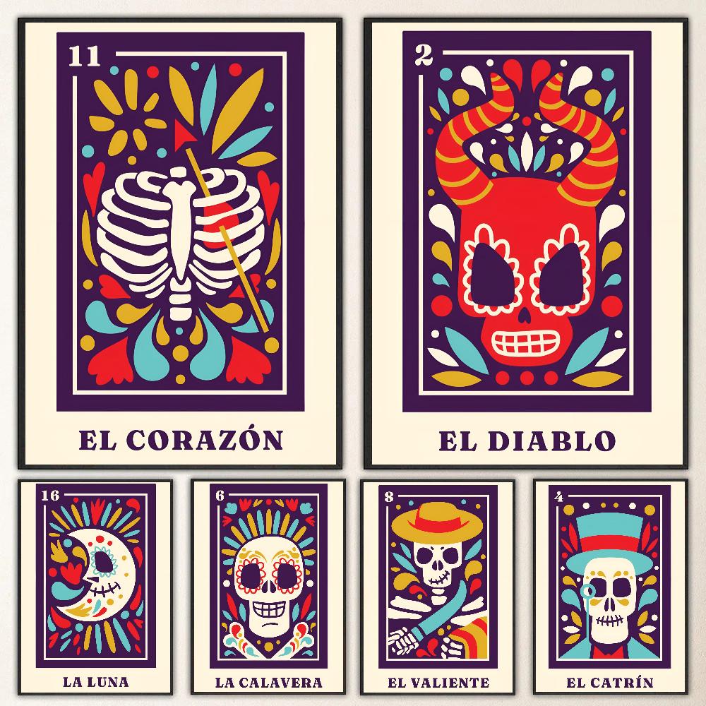 1 шт. Горячий Современный Граффити Мексиканский Скелет Мексика LA DAMA Скандинавский Постер Плакаты Дом Комната Бар Кафе Декор Искусство Настенная Живопись Картина