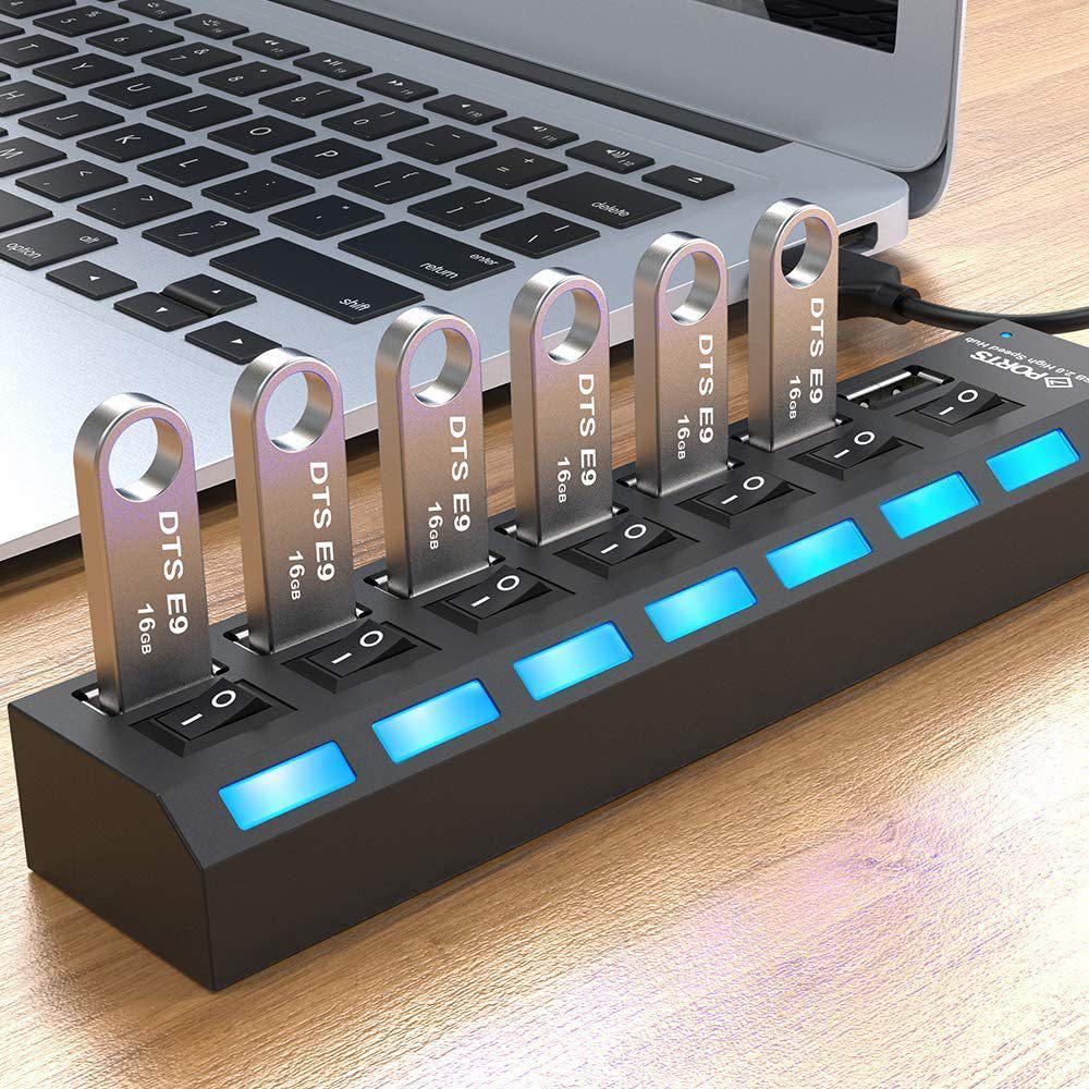 USB HUB 2.0 4/7-портовый несколько расширителей Концентратор USB 2.0 с переключателем Мульти USB-разветвитель Использование адаптера питания Компьютерные аксессуары