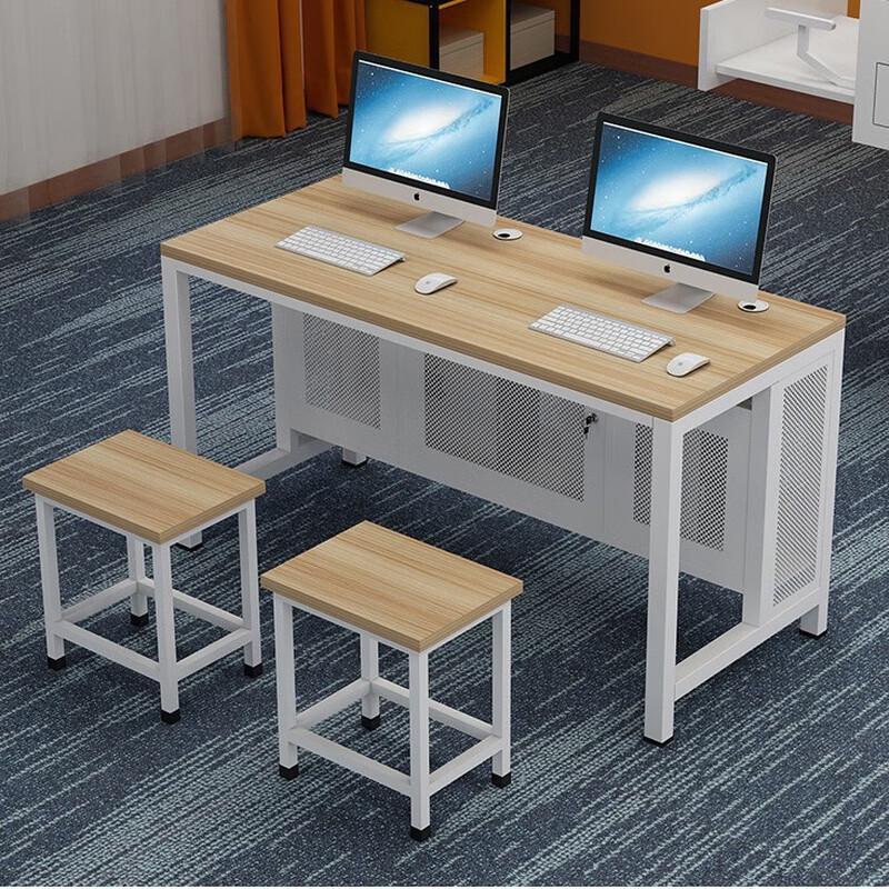 Double School Computer Desk & Chair Set with Lockable CPU Storage