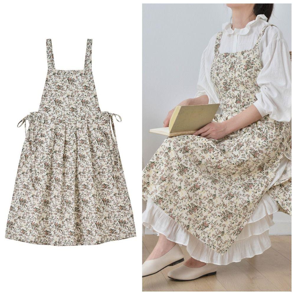 Кухонный фартук с цветочным принтом, элегантный фартук для уборки, фартук художника для цветочного магазина, сад