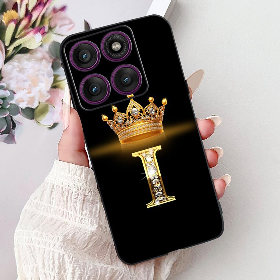Чехол для Motorola Edge 60 Pro 2025 Роскошные Буквы Короны Мягкий Силикон Черная Крышка Телефона Для Moto Edge 60 Fusion 60s Edge60 Funda