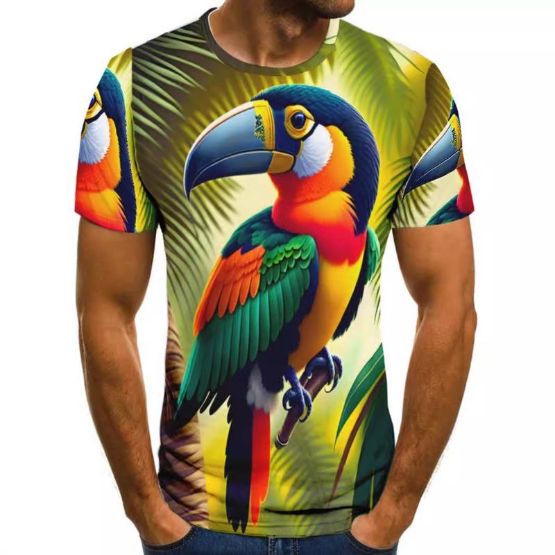Летние мужские повседневные свободные футболки с круглым вырезом и короткими рукавами с 3D-цифровой печатью