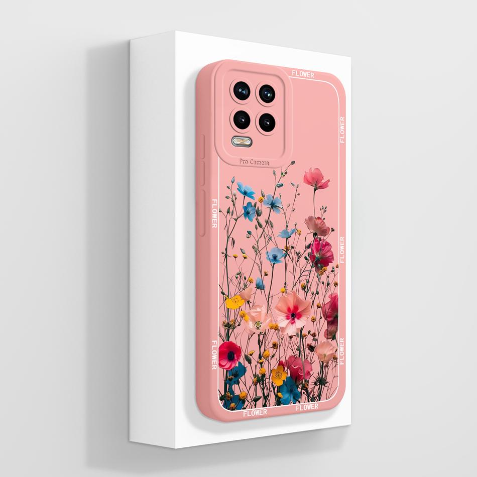 Чехол для телефона Realme 8 Pro 8i 8S, милые цветочные узоры, мягкий жидкий силикон, чехол с полным покрытием, для Realme 8Pro, противоударный корпус