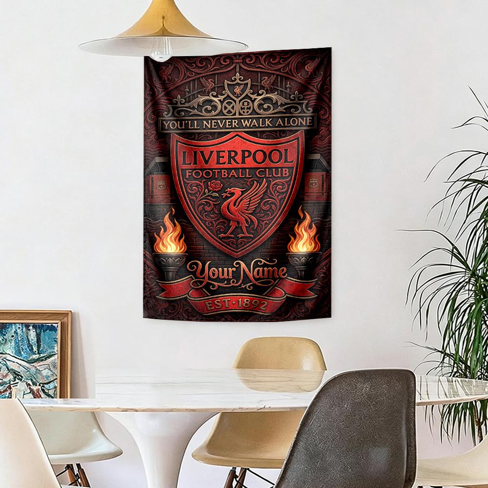 Liverpool Fc Custom Your Name Wall Decor Tapestry Art For Pet Memorial Birthdaywedding Party Backdrop Family Gift