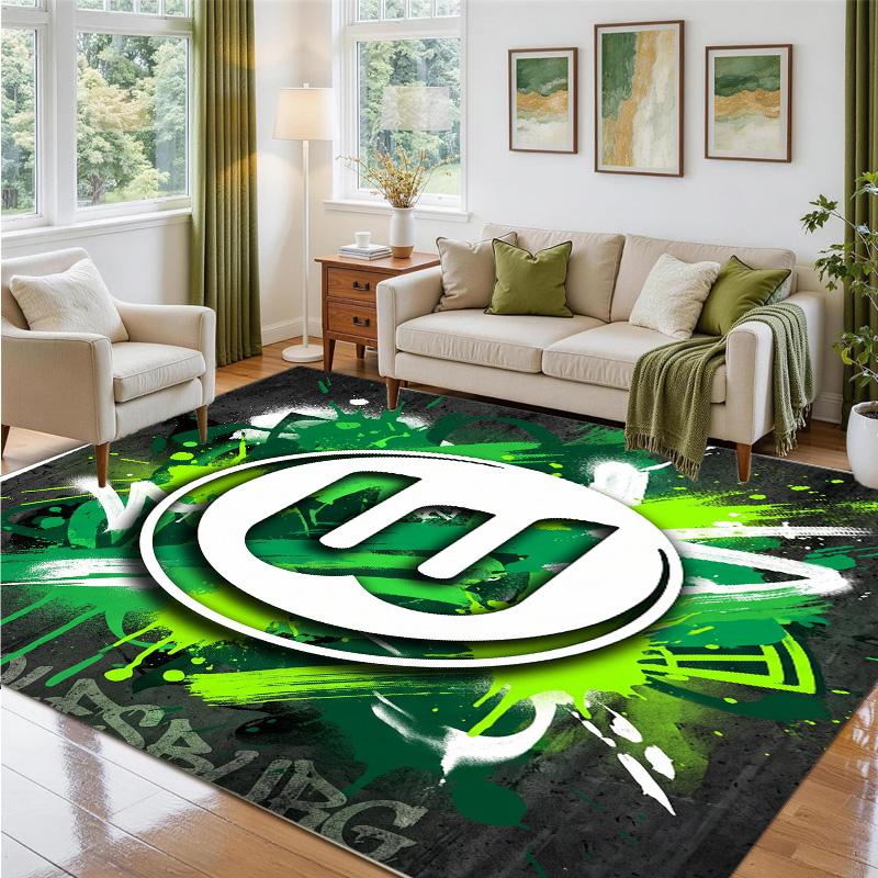 VfL Wolfsburg FC Design Crystal Velvet Rug Soft Decorative Mat for Bedroom Entrance
