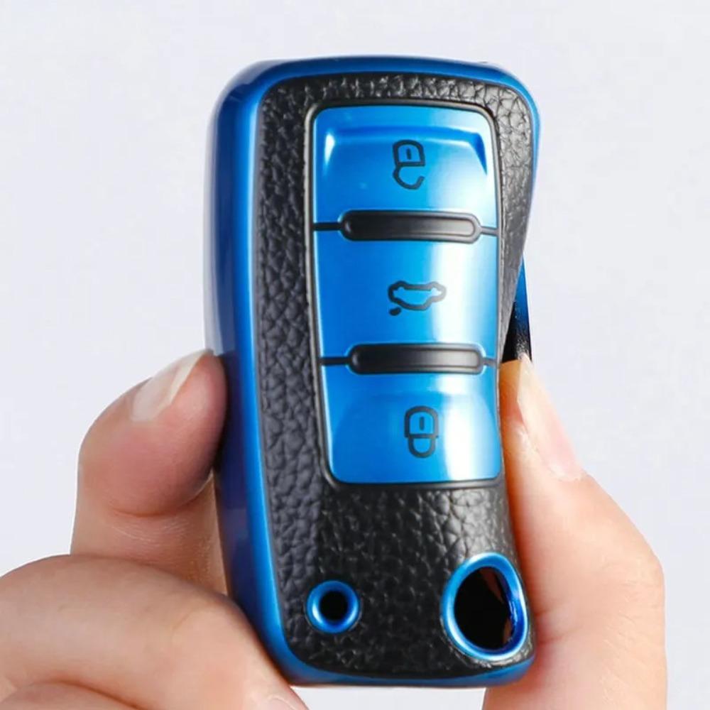 Кожаный чехол для автомобильного ключа из ТПУ, защитная сумка для автомобильного ключа с полным покрытием для VW Volkswagen Polo Tiguan Passat Golf Jetta Lavida Skoda Octavia