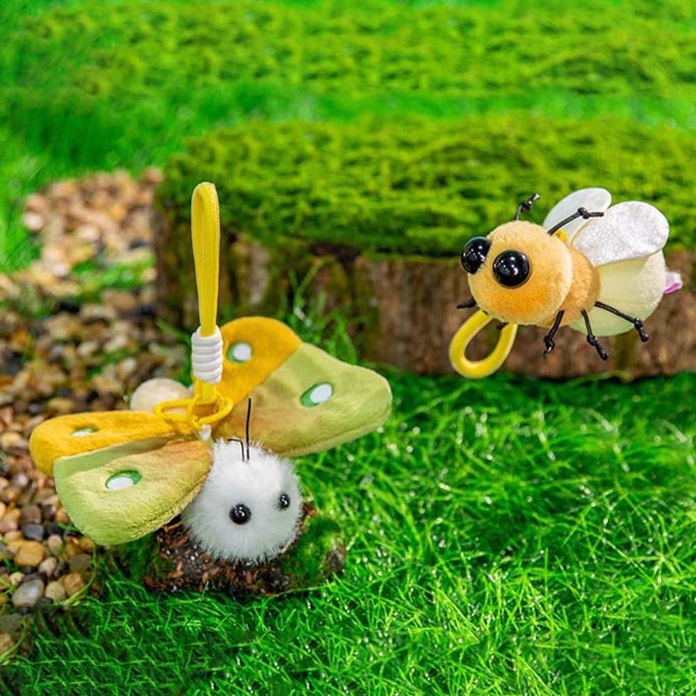 Ladybug Plush Insects Key Ring Cartoon Cockroach Key Chain Cute Moth Fly Pendant for Gifts