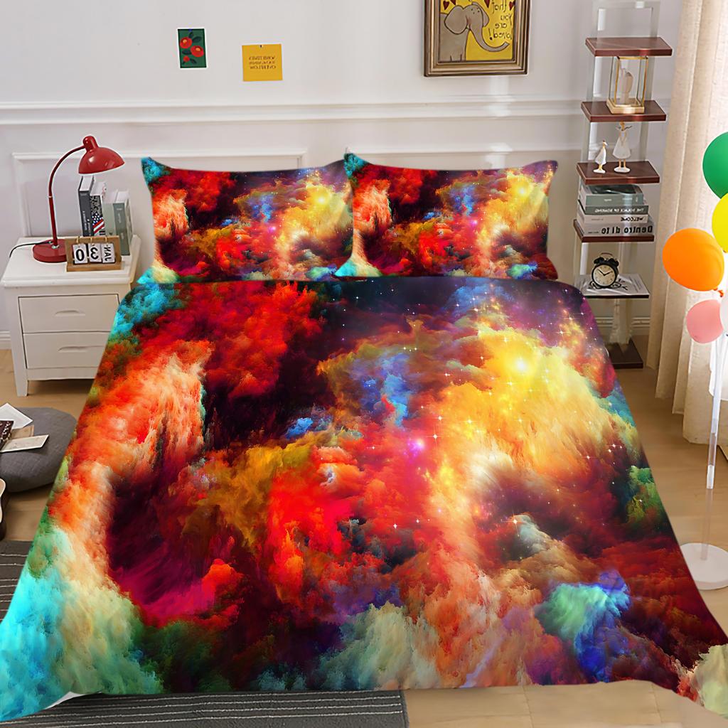 3D High-definition Digital Printed Bedding Set with Colored Geometric Patterns, 2 or 3 Soft Zippered Pillowcases for Home Decoration
