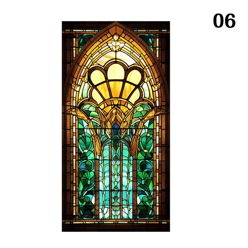 Ретро Арт-стекло Пленка Европейский стиль Витраж Церковное искусство Приватность Окна Наклейки Непрозрачный Отель Клуб Веранда Окно Декор Пленка