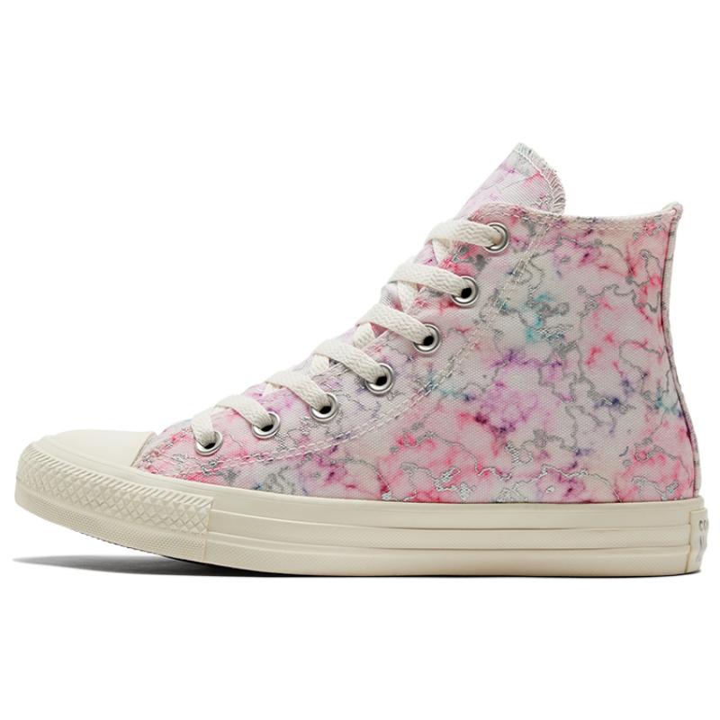 Converse Chuck Taylor All Star Marble Print Comfortable & Versatile High Top Espadrilles Women's Pink