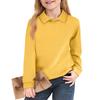 Kids' Notch Collar Shirt - Solid Color Long Sleeve Dress Blouse