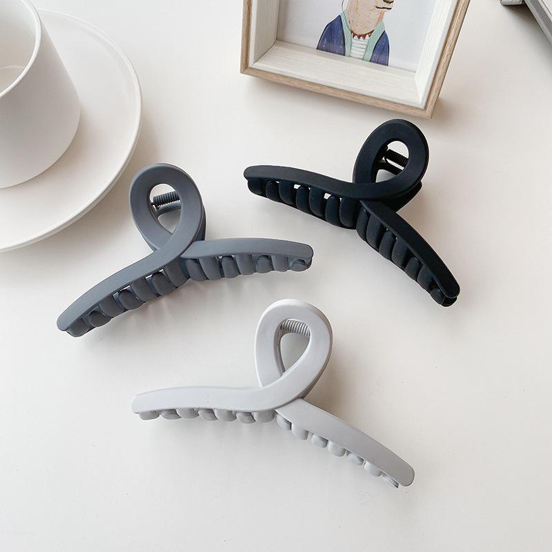 Кремовые матовые корейские заколки для волос: Большой зажим для акул для женщин - Аксессуары для ванны и затылка