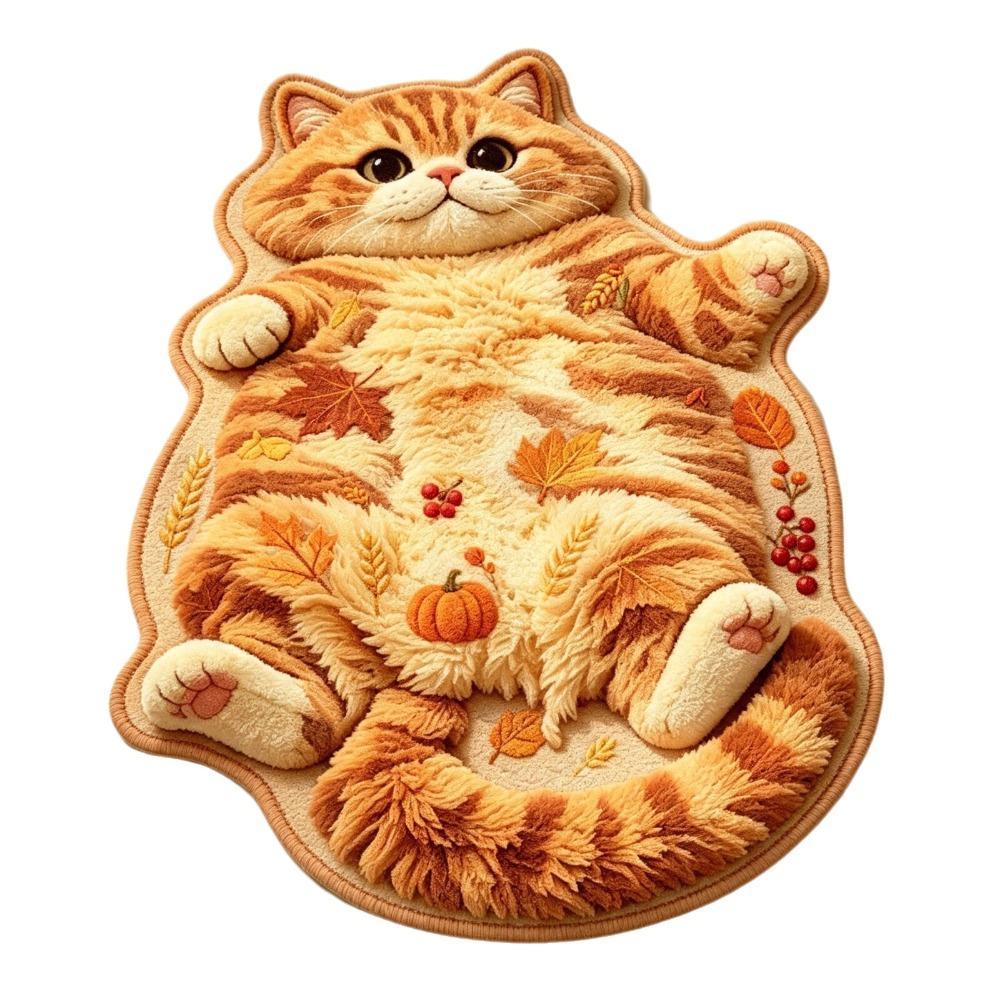 2D Home Decor Carpet Non-Slip Cartoon Carpet Soft Cat-Shaped Area Rug Bedrooms
