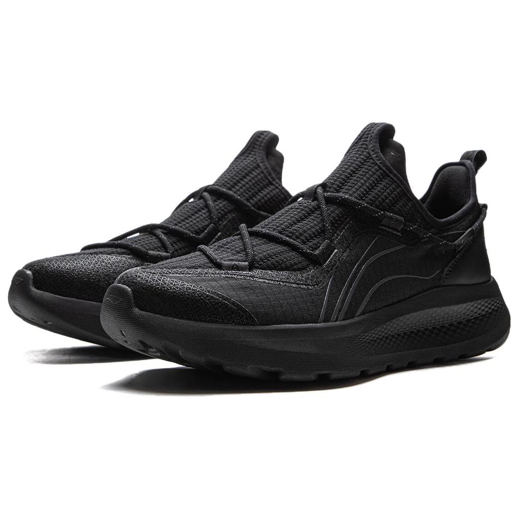 Li Ning Cloud Easing Soft Rebound Breathable Thick Sole Increased Height Non-Slip Wear-Resistant Low-Top Casual Shoes Men Sneaker Black AGLV133-2