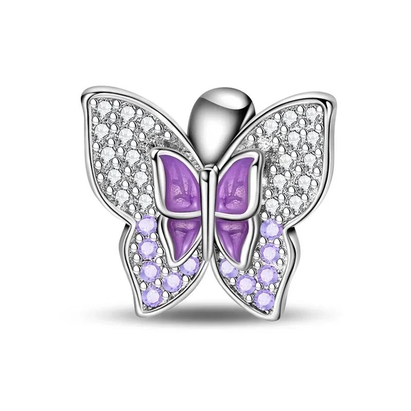 Charms Exquisite 925 Silver Butterfly Pendant Dragonfly Flowers Bead for Women Necklace DIY Bracelet Fine Jewellery Gift