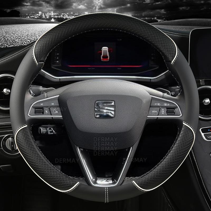 Нескользящий чехол на руль автомобиля из микрофибры для Seat Tarraco Arona Ateca Ibiza Toledo Mii Leon Arosa Exeo ST FR 38 см