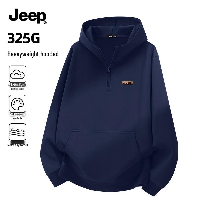 Jeep Мужская худи-пуловер с полумолнией, плотная