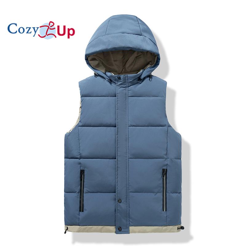 Cozy Up Мужской зимний жилет для улицы, верхняя одежда, жилет без рукавов со съемным капюшоном и мягкой подкладкой