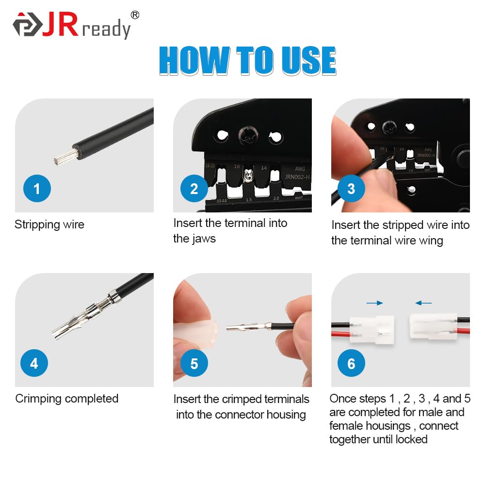 JRready ST6416 Standard.093 Pin And Socket Connectors 3 Circuits (6 Matched Sets), 14-20 AWG, Compatible With Molex Standard.093 3 Pin Male& Female
