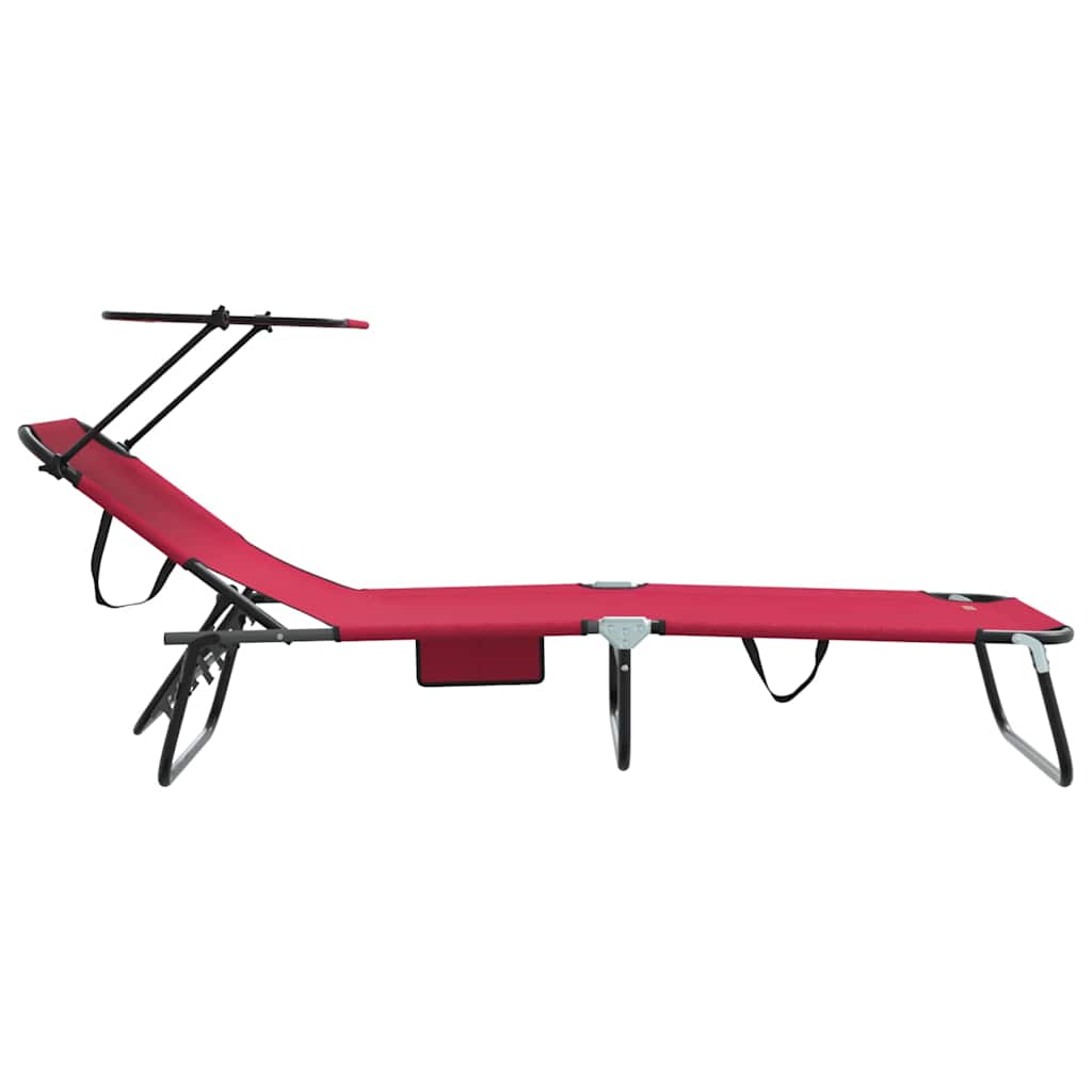 Folding Sun Lounger Red 190 x 57 x 81 cm Oxford Fabric