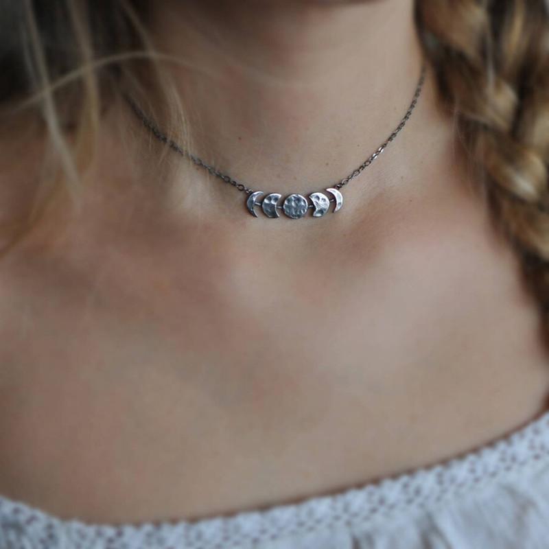 Vintage Moon Phase Pendant Necklace - Creative Jewelry
