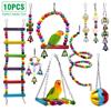 10pcs/set Bird Parrot Swing Toys Chewing Hanging Bell Cockatiel Cage Toy