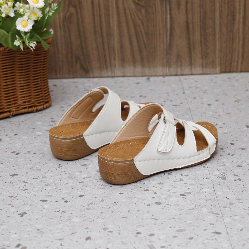 Тапочки для женщин с толстой полой подошвой и наклонным каблуком, новые европейские и американские, большого размера, повседневные, с одной педалью, сандалии с рыбьим ртом, трансграничные