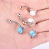 New Products In Europe And America New Imitation Opal Navel Ring Silver Rose Gold Navel Nail 