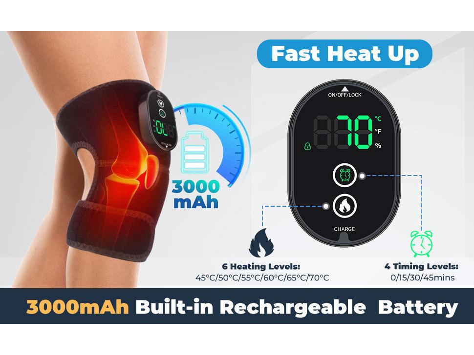 6-скоростной электрический нагревательный наколенник для холодной терапии суставов ног с компрессией полыни